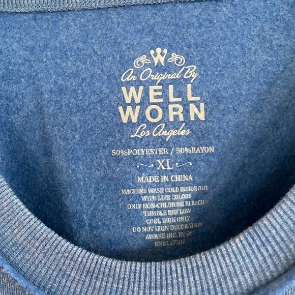 Well worn Weekend Wanderer crewneck XL sweatshirt Blue white - Picture 3 of 12
